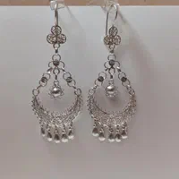 گوشواره نقره ملیله کاری اصفهان کد ۴۷۴ طرح قشقایی