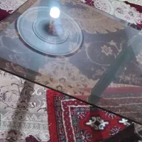 میز عسلی شیشه ای فلزی