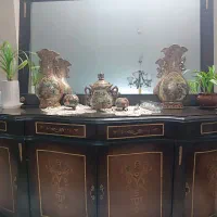 میز کنسول چهاردرب سالم با آینه میز تلویزیون ساعت