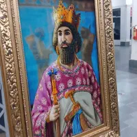 تابلو فرش چله ابریشم برجسته