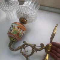 لوستر قدیمی ایتالیایی آنتیک برنز و سرامیک|لوستر و چراغ آویز|تهران, مسعودیه|دیوار