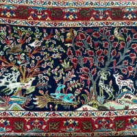 پشتی دست بافت ابریشمی کار شده طرح قدیمی