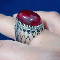 انگشتر نقره دست‌ساز یاقوت قدیمی درجه یک