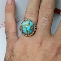 انگشتر نقره دستساز فیروزه نیشابور طبیعی