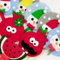 تاپر انار / هندوانه  و آدم برفی نمدی دستساز/ یلدا