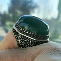 انگشتر عقیق سبز فاخر رکاب قلم