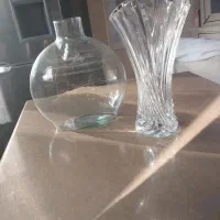 گلدون شیشه ای کریستال با تنگ ماهی شیشه ای