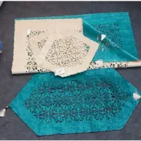 رومیزی ۴ تکه مخمل نو|پرده، رانر، رومیزی|قم, وادی السلام|دیوار