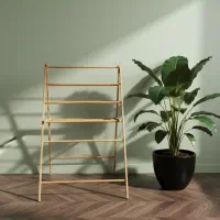 رخت‌آویزایستاده تمام چوب نیلدا چوب مدل تاشو و کمجا