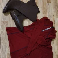 چکمه چرم  وپیراهن بلند