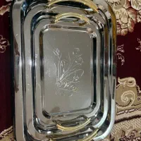 سه عدد سینی استیل ست