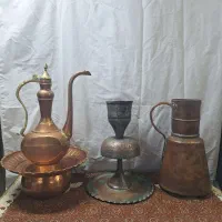 آفتابه لگن مسی بزرگ مشربه پیسوز قلم قدیمی عتیقه