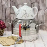 پخش کتری قوری سماوری تمام استیل با کفی چدن