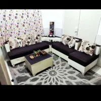 فروش مبل ال هفت نفره پارچه و چرم