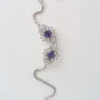 دستبند زنانه نقره آبکاری طلا سفید