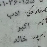 کارت ملی به اسم اکبرادب گم کردم