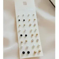 گوشواره میخی پک دار 16جفتی مروارید و نگینی چند رنگ|بدلیجات|اراک, |دیوار