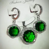 نیم ست طرح نقره دور نگین