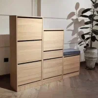 جاکفشی طرح چوبی روشن داشبوردی + نیمکت نشیمنی