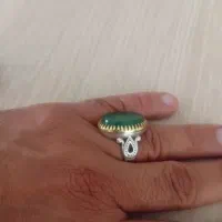 انگشتر نقره با سنگ عقیق سبز