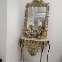 آینه و شمعدان برنجی، کنسول برنجی|مبلمان خانگی و میز عسلی|ری, علایین|دیوار