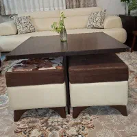 میز جلو مبلی و ۴عدد پاف