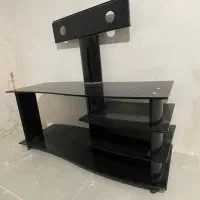 میز تلویزیون شیشه ای مشکی متالیک