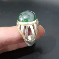 انگشتر یاقوت استار سبز رکاب دست ساز