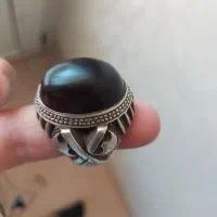 انگشتر عقیق یمن کهنه درشت تراشدار