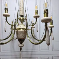 لوسترجدید دوطبقه برنجی سنگی/3شاخه بالا 6شاخه پایین