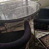 میز ناهارخوری استیل با سنگ مرمریت
