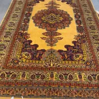 فرش دستباف (بساک) جفت ۶ م کف ساده لیمویی|فرش|مشکین‌دشت, |دیوار