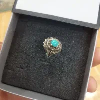 انگشتر نقره با سنگ فیروزه اصل با فاکتور