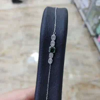 دستبند( نگین سبز) مربعی (نقره اصلی) si
