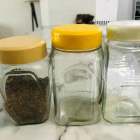 بانکه ظرف ادویه  و حبوبات بزرگ شیشه ای