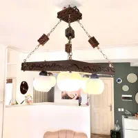 دو عدد لوستر چوبی و چراغ خواب هفت رنگ افشان|لوستر و چراغ آویز|تبریز, |دیوار