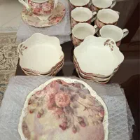 پیاله و پیش دستی و چایخوری گلدار اس بی