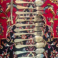 قاشق چنگال نقره وجاسیگاری|کلکسیون اشیاء عتیقه|خمینی‌شهر, |دیوار