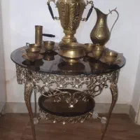 میز برنجی و سماور برنجی سرویس کامل