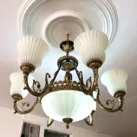 لوستر جفت برنزی ۶ساخه|لوستر و چراغ آویز|مشکیندشت, |دیوار
