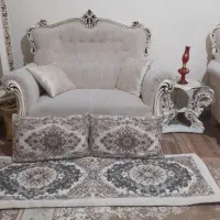 مبل ۷نفره و گلمیز ویترین و میز غذا خوری همگی باهم