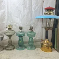 چراغ توری زنبوری گردسوز برنجی شیشه ای قدیمی عتیقه