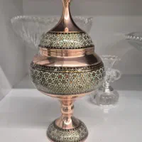 قندان مسی خاتم کاری شده