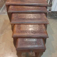 میز عسلی هندی برنزکوب ۵عدد