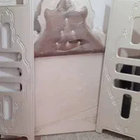 تخت نوزاد و کودک دخترانه سفید صدفی مخمل لمسه دار