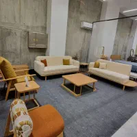 مبل راحتی+ رنگ کرم/ و قهوه ای//