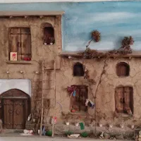 تابلو سه بعدی برجسته خونه کاهگلی در روستا|تابلو، نقاشی، عکس|کرج, گلشهر|دیوار