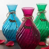 گلدان شیشه ای رنگی حراج