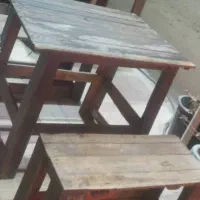 نیمکت و میز چوبی . جنگلی|میز و صندلی غذاخوری|سهند, |دیوار