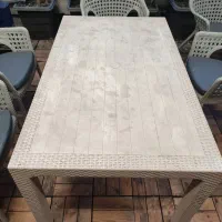 میز و صندلی ناهار خوری طرح حصیری ۶ نفره